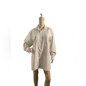 John W Nordstrom Mens Beige Cotton Long Sleeve  Button Up Dress Shirt Size 16-32